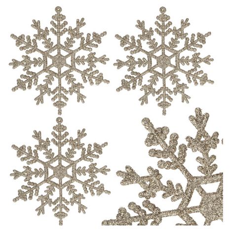SPRINGOS Deko-Anhänger Schneeflocken m. Glitter 3 Stk. Durchmesser 12 cm Goldfarbe Weihnachtsbaumschmuck Fenster Christbaumschmuck