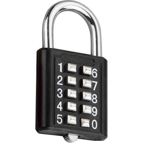 Cadenas antivol à code 10 chiffres en alliage pour casier scolaire,portail extérieur et vestiaire de sport - Noir (1/4)
