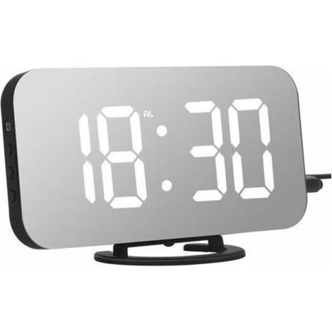 Horloge Digitale à Led de Miroir, pour Snooze de contact activé ,Luminosité Réglable, Double Ports USB (1/4)