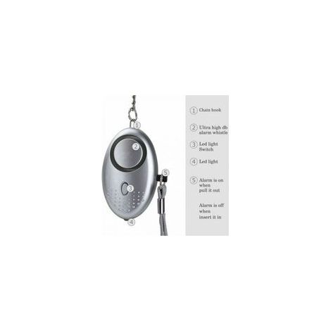 Argent Alarme Personnelle, 130DB Porte Cle Alarme d'urgence avec Torche Anti Agression avec Lumière LED for Femmes, Enfants, Personnes âgées (1/4)