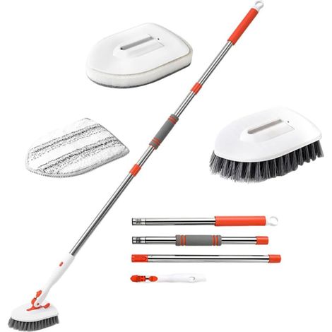 Brosse pour carrelage, inox, poils durs, double tête, pour sol (1/5)