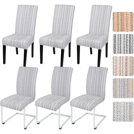 Lot de 6 housses de chaise extensibles pour chaises de salle à manger basculantes, housses lavables et amovibles - Protection universelle pour cuisine, banquet, mariage, hôtel (noir et (1/5)