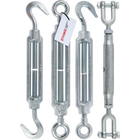 Seilwerk STANKE 1x M6 Tendeur à lanterne chape-chape en acier galvanisé 110 mm Tendeur à cage pour les câbles d’acier (1/5)