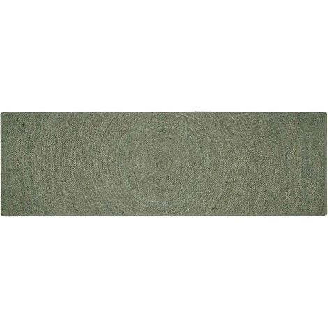 Tapis vert olive, 80 x 300 cm, jute. (1/5)