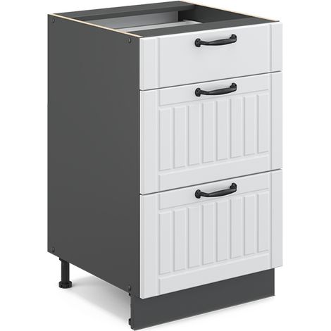 Mobiletto base per cucina Fame-Line, Bianco rustico, 50 cm senza piano di lavoro, Vicco (1/5)