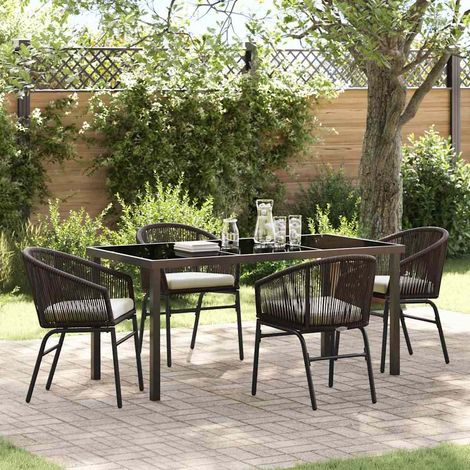 Garten Essgruppe 5 pcs Braun Pulverbeschichteter Stahl (1/5)