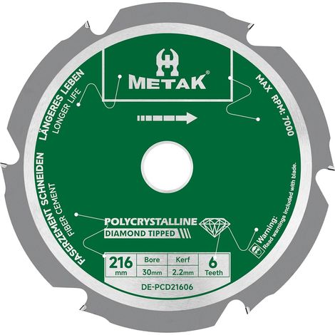 Lame de scie circulaire expert for fiber cement - 216 x 30 mm - Avec 6 dents diamantées de haute performance (PCD) - Idéal pour fibro ciment, plaques de fibrociment et éternite (1/5)