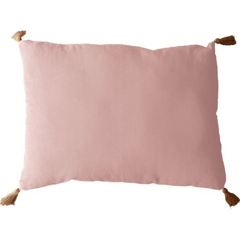 Coussin avec pompons en jute Vieux rose 50x70 cm (1/2)