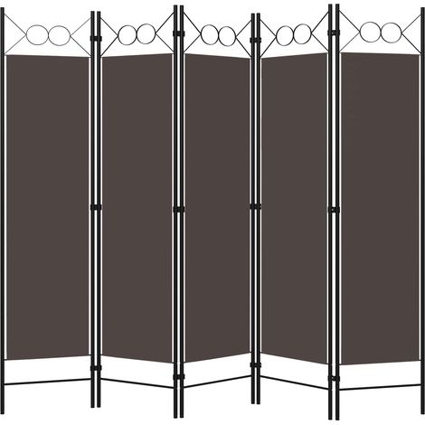 vidaXL Biombo divisor de 5 paneles marrón 200x180 cm (1/2)