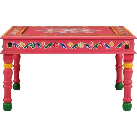 Table basse Table de salon Table de café rose bois de manguier massif peint à la main (1/5)
