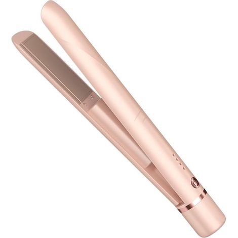 Mini fer à boucler sans fil 2-en-1 - Boucles et lissage - 3 températures - Céramique - Rechargeable - Portable pour voyage - Rose (1/5)