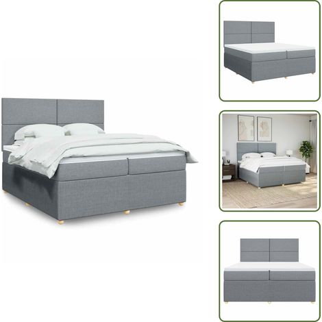 Sommier à lattes de lit avec matelas Gris clair 200x200cm Tissu - Sommier À Lattes De Lit - Sommiers À Lattes De Lit - Lit - Meuble De Chambre À Coucher (1/5)