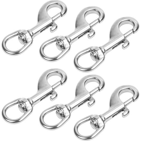 Moschettone a molla - con fibbia girevole - lega di alluminio - resistente alla ruggine - adatto per guinzagli per cani - famiglia, attività all'aperto, campeggio, picnic - 6 pezzi - 72 mm (1/5)
