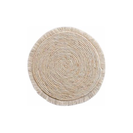 Set de table en lin, paille de maïs et franges Naturel 38x38 cm (1/3)