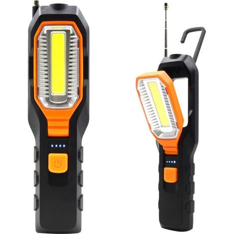 RHG Lampe D'inspection, Lampe Baladeuse LED Rechargeable, Lampe de Travail COB, Lampe de Torches de LED, avec Base magnétique et Crochet à Suspendre pour