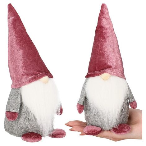 Skrzat natalizio 27 cm con berretto rosa, gnomo decorativo. (1/5)