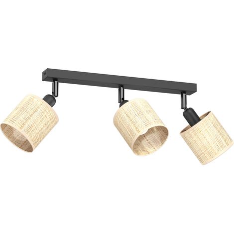 Rampe noire rattan 3 spots orientables E14 Luminex