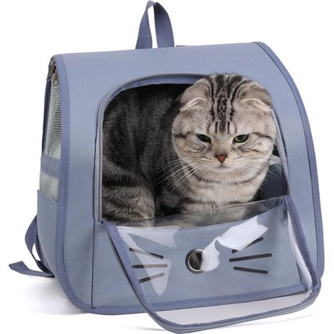 Sac à dos de transport pour chat et petit chien - Sac de voyage pliable, respirant et confortable avec fenêtre transparente pour animaux de compagnie