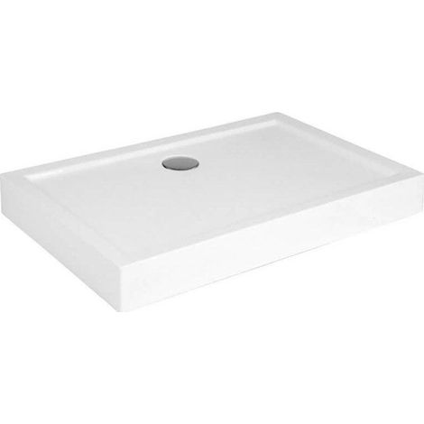 ECOLAM Receveur de douche rectangle Goliat 120x90 cm Hauteur: 14 cm, Profondeur: 3 cm, siphon + silicone. Receveur de douche en acrylique blanc