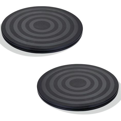 2 Plateaux Tournants Rotatifs 360 Degrés - Plastique PS Noir - Support Pivotant 20 cm pour Écrans et Plantes - Usage Domestique et Bureau (1/5)