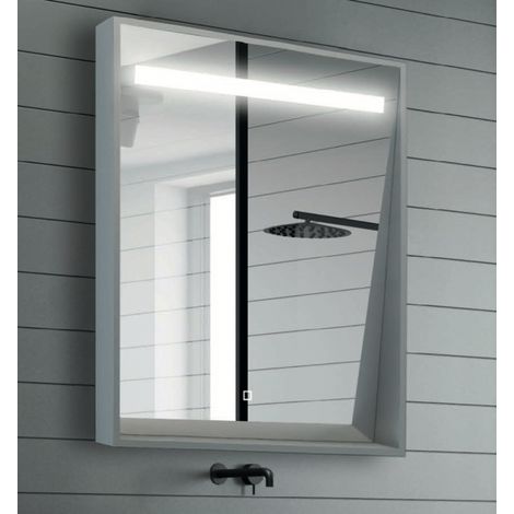 Alle Carrelage - Miroir incliné à 5° rectangle, LED 90x70 cm avec variateur d'intensité - ZENITH (1/4)
