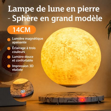 Lampe de chevet lévitation magnétique lune 3D base carrée en bois lune 14 cm veilleuse décorative 1 kg – Livraison gratuite