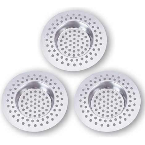 Colador de fregadero de acero inoxidable (juego de 3). Rejilla para fregadero, accesorio de cocina, baño, cocina. (1/5)