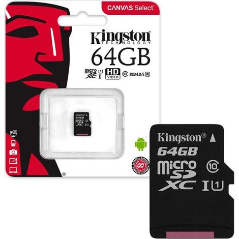 Kingston Micro SD 64 GB Klasse 10 MicroSD 80 MB/s Canvas Speicherkarte 64 GB