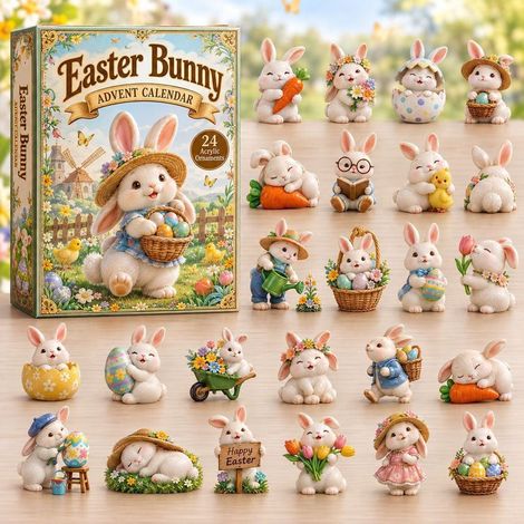 Hase mit Ei im Garten Adventskalender 2026 2D Überraschungsbox