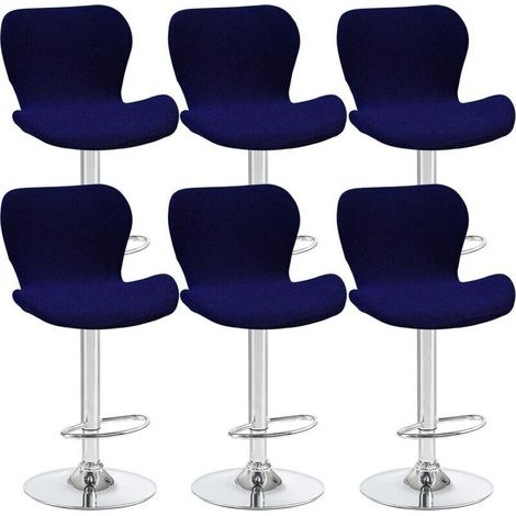 Lot de 6 housses de tabouret pivotant incurvées, bleu marine, 40 x 30 x 30 cm, pour chaise de bar à dossier bas, idéales pour les comptoirs, les bars et les cuisines (1/5)
