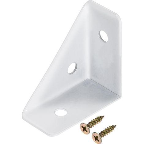 Angle Coin Supports 38mm x 38mm à froid Laminés Acier Renforts Assemblage Support pour Bureau Lit Bord Blanc 10Pcs (1/5)