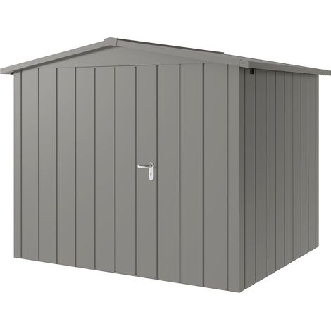 Hörmann Metall-Gerätehaus "Juno" mit Satteldach, JSD9 - Modern, 262 x 214 cm (B x T), graualuminium, 1-flüglige Tür, Anschlag links