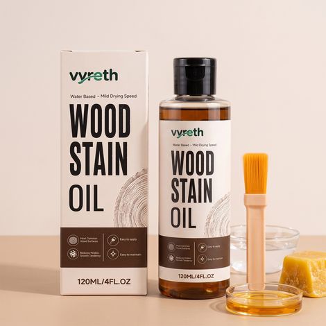 Water-based wood staining paint for home use, self-brushing, touch-up painting of solid wood floors, doors and windows, daily renovation and color change -- 120ml staining paint 1 + 1 brush -- BIEMME (1/5)