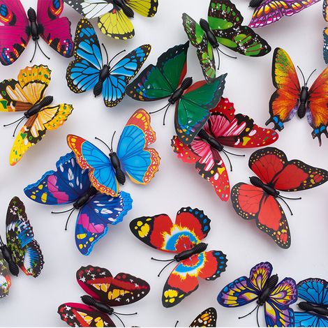 Aimants de réfrigérateur papillons colorés et résistants - Aimants muraux papillons compatibles avec la décoration du réfrigérateur/de la cuisine, lot de 10 (couleur aléatoire) (1/5)