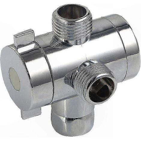 3-Wege-Wahlschalter für Badarmaturen, Wasserhahnadapter, Umstellventil aus Messing, Standardanschluss, Chromoberfläche, für Badezimmer, Sanitärteil für Dusche und Badewanne. (1/5)