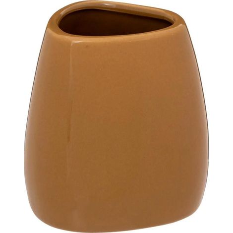 Gobelet Salle de Bain "Galet" 9cm Marron Tabac