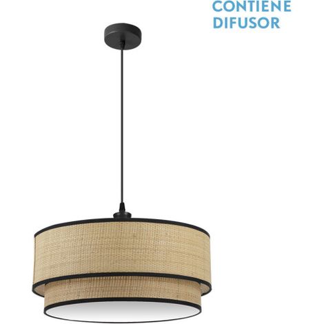 Colgante Roque 3xe27 Natural/negro Regx60x60 Cm