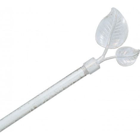 Atmosphera – Tringle à rideau métal extensible 120-210 cm – Embouts déco fleur de lys blanc – Facile à poser – Pour fenêtres de taille variable