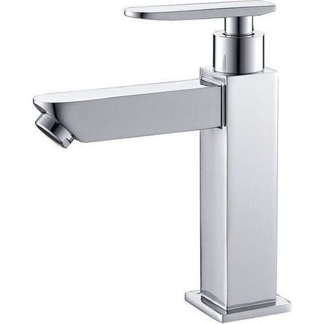 Robinet Eau Froide pour Lave-Mains Robinet Salle de Bain Chromé Poignée Simple Mitigeur Robinet Lavabo (SKU produit : 94940445 SKU Offre : lehuamwj456) (1/4)
