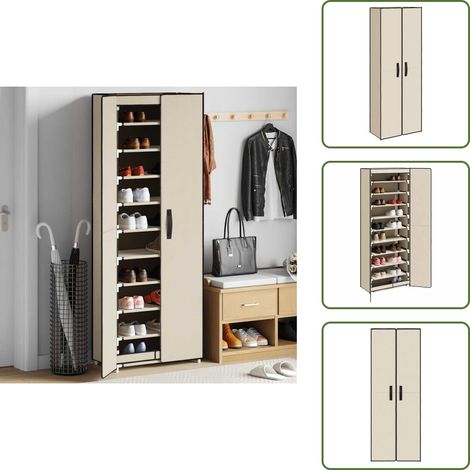 Armoire à chaussures Crème 60x30x166 cm Tissu - Armoire À Chaussures - Meuble Rangement Chaussures - Étagère À Chaussures - Rangements Chaussures - Organiseur Chaussures (1/5)