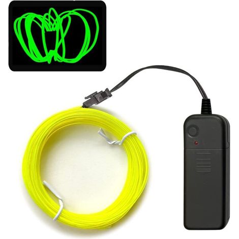 Ligne lumineuse verte, bande lumineuse néon portable du paquet de batterie 5M, peut être coupée à volonté, applicable à la fête, Halloween, décoration de bricolage (piles non incluses) (1/4)