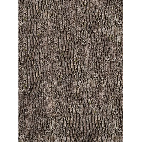 Papier peint panoramique trompe l'oeil écorce | Tapisserie panoramique original 3D bois marron | Papier peint panoramique bois pour escalier - 192 X 260 cm (4 pièces) (1/2)