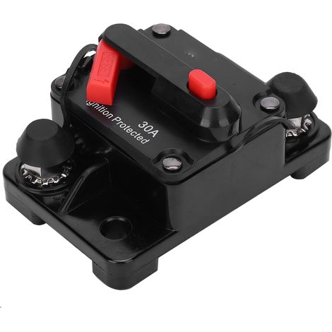 Disjoncteur à réarmement automatique, porte-fusible en cuivre étanche, interrupteur automatique rouge DC12‑42V30A (1/5)