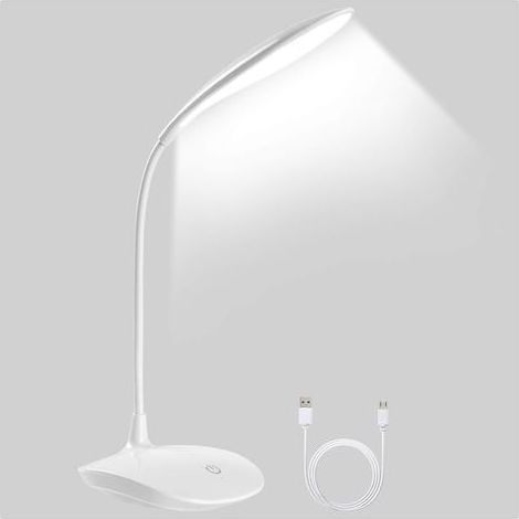 LED-Schreibtischlampe, USB-aufladbar und faltbar, 1200 mAh Akku, 3 Helligkeitsstufen, flexible Touch-Steuerung, Augenschutz, 360° drehbare LED-Schreibtischlampe für Studium und Büroarbeit (1/5)