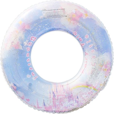 Bouée de Natation PVC Épaissi Rétro, Rayée, pour Enfants 3-6 Ans et Adultes, Dispositif de Flottaison sous les Bras, Modèle Château de Rêve, 60 cm-lsw