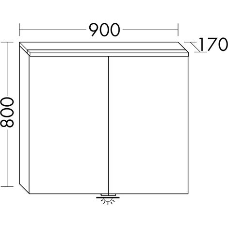 Armoire à miroir Burg Eqio, mélamine, 800 x 900 x 170 mm, blanc brillant