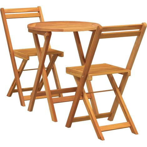 Ensemble de salle à manger pour jardin 3 pcs Mobilier de jardin Huile Naturelle (1/5)