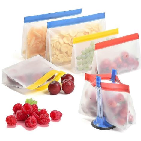 Lot de 12 boîtes de conservation pour aliments (sandwichs, goûters, etc.) lavables et réutilisables en PEVA (couleur aléatoire) (1/5)