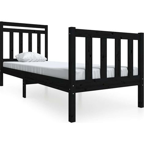Maison Exclusive - Massivholzbett Schwarz 75x190 cm (1/5)
