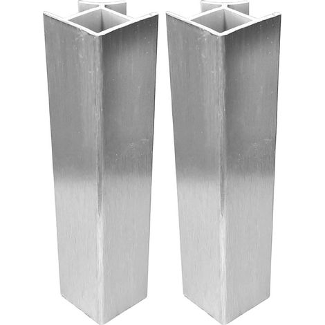 Junta de zócalo de PVC de 90° – Conector de base de cocina – Altura 150 mm – Acabado en aluminio cepillado – Conector de perfil de 26 mm (1/4)